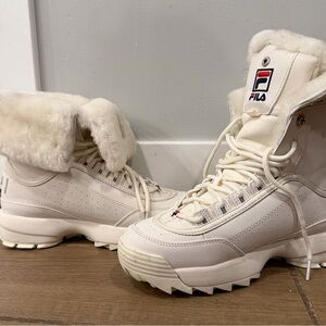 Fila Women's White Winter Boots with Fur Lining